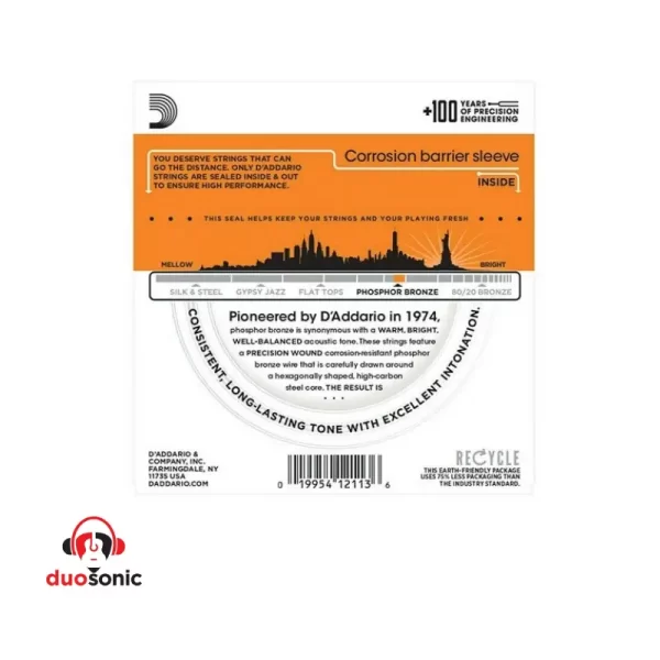 ENCORDADO GUITARRA ELECTROACUSTICA DADDARIO EJ15 Duosonic Medellin