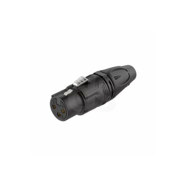 Conector Roxtone RX3RFP BG XLR Hembra Negro Gold en “L” Duosonic Bogota