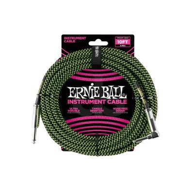 Cable Ernie Ball 10FT P06077 negro verde Duosonic Bogota