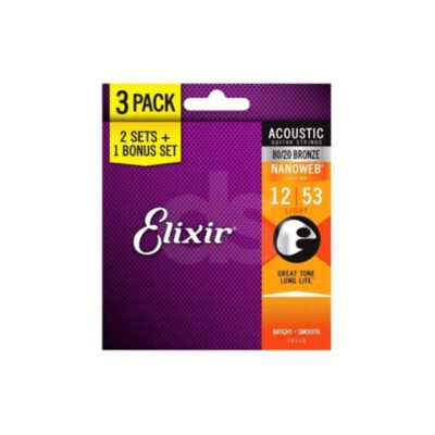 Encordado guitarra acústica Elixir Nanoweb pack x3 16539 .12 .53 Duosonic Bogota